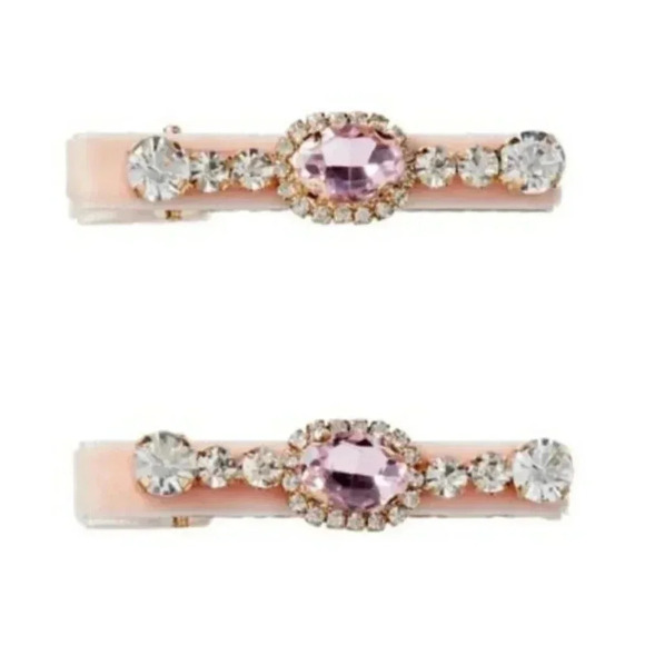 Wicked Velvet Salon Clips With Stones Glinda Pink by Scunci NWT set of 2 - Picture 3 of 4